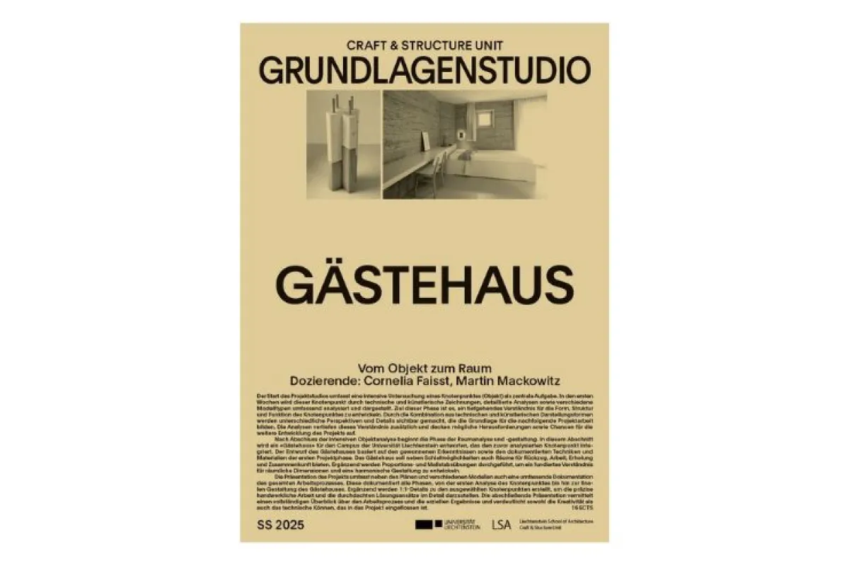 Beiges Poster mit dem Titel "Gästehaus"