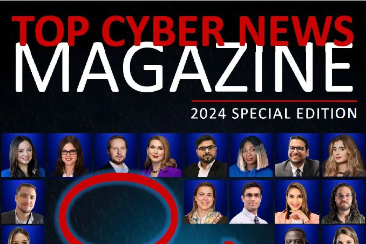 Titelbild des "Top Cyber News Magazine" 2024 Special Edition mit Porträts von 40 jungen Talenten aus der Cybersicherheitsbranche. Text "40 Under 40" in der Mitte, umgeben von den Porträts der ausgezeichneten Fachleute.