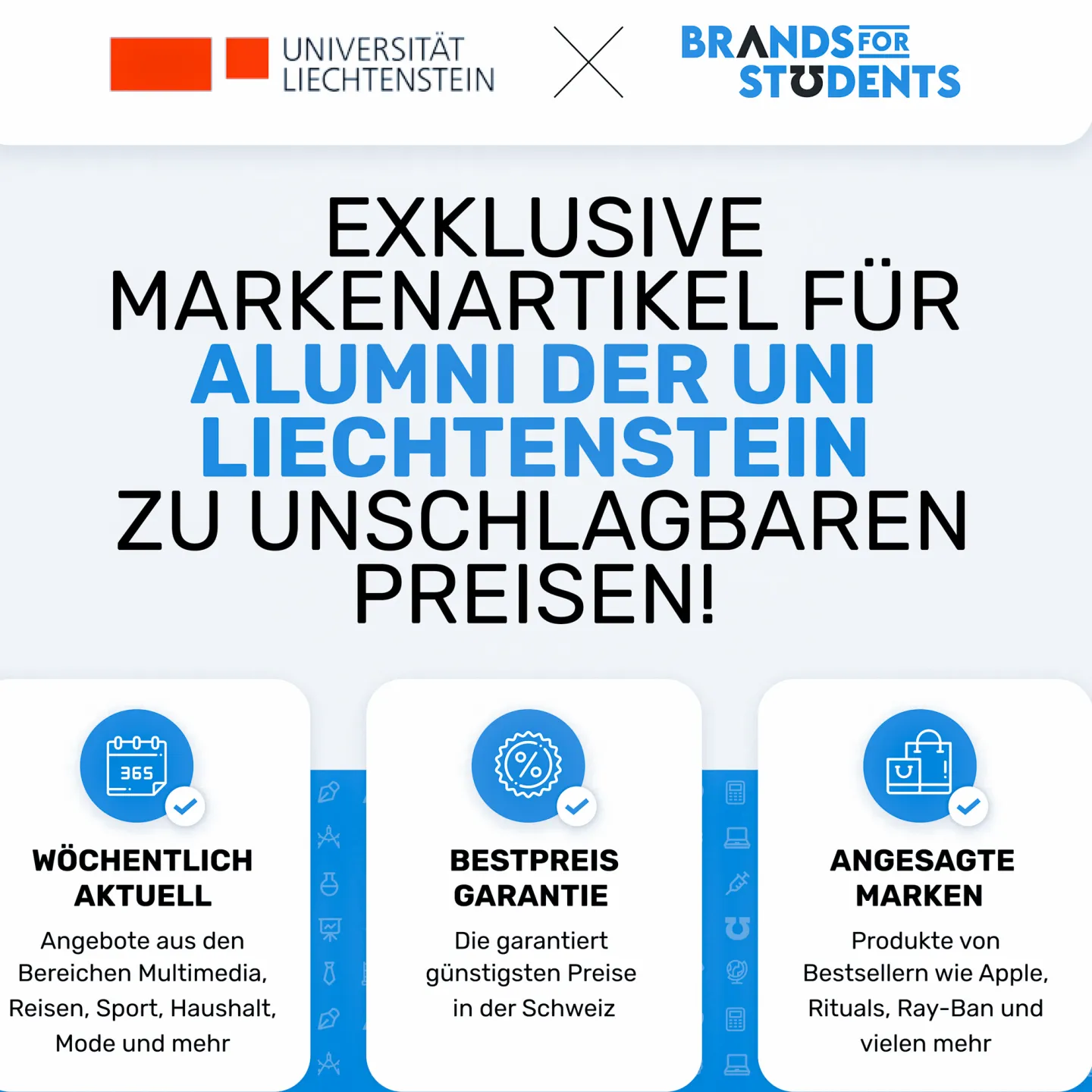 Angebote für Alumni der Universität Liechtenstein auf dem Markenportal Brands for Students