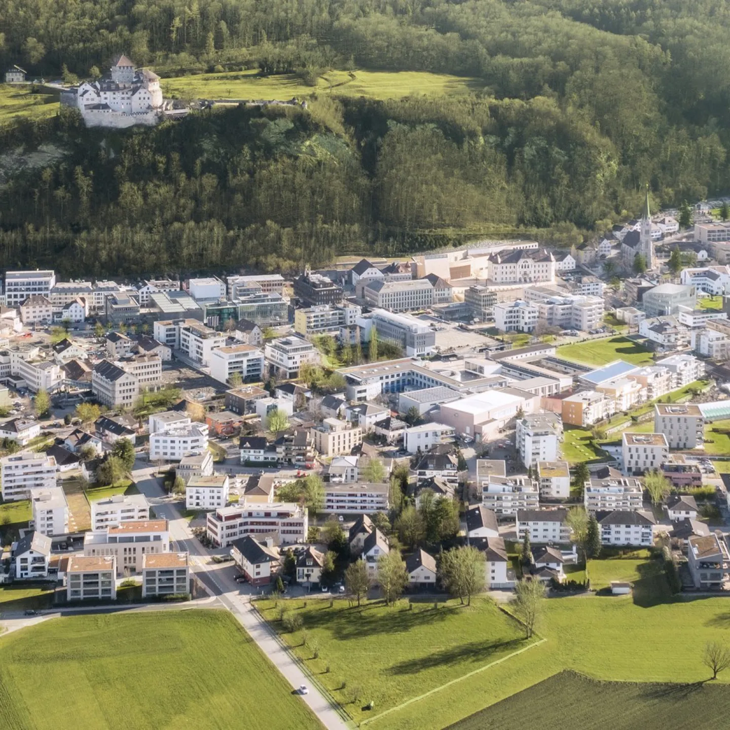 Luftaufnahme von Vaduz in Liechtenstein