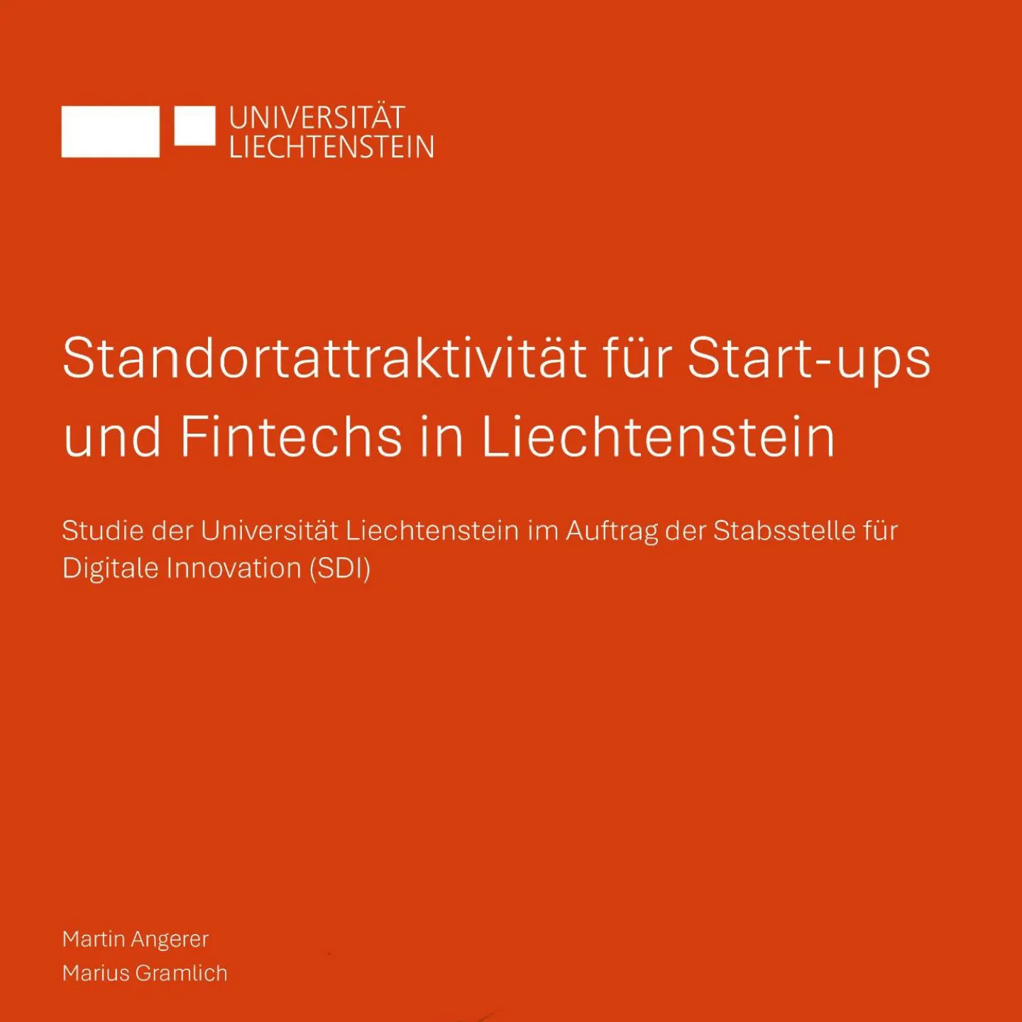 Deckblatt der Studie "Start-ups und FinTechs: Neue Studie beleuchtet Standortattraktivität Liechtensteins"