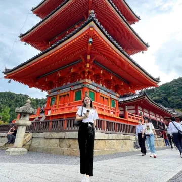 Studierende Universität Liechtenstein vor Tempel in Tokio