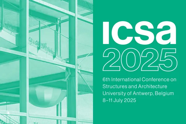 Grüner Veranstaltungsbanner der ICSA2025 Konferenz in Antwerpen