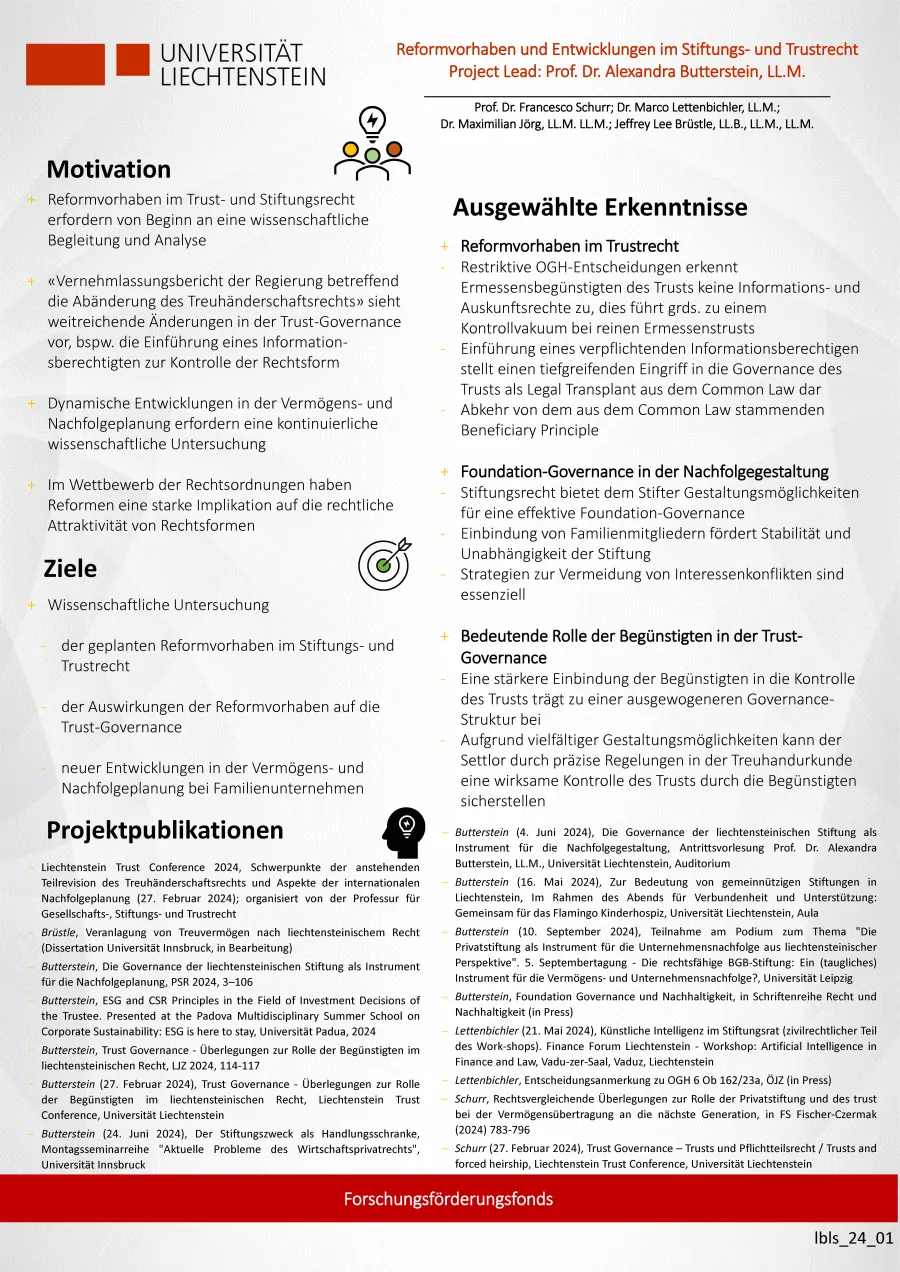 Abschlussposter Reformvorhaben und Entwicklungen im Stiftungs- und Trustrecht